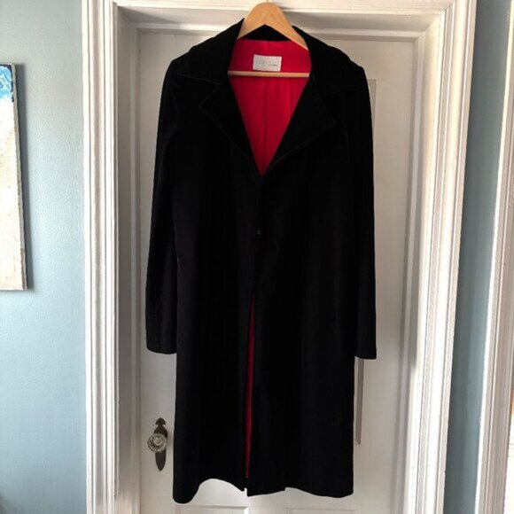 Equestrian Designs Jackets & Blazers - Equestrian Designs Black Velvet Overcoat Size Large
